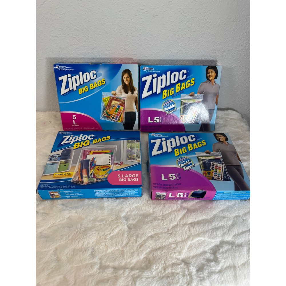 Ziploc Big Bags Large 3 Gallon 20 Count Total Lot of 4 Boxes 15x15 Storage Bags